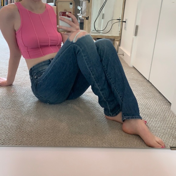 MOTHER Dark Wash Ripped Jeans - Picture 4 of 8